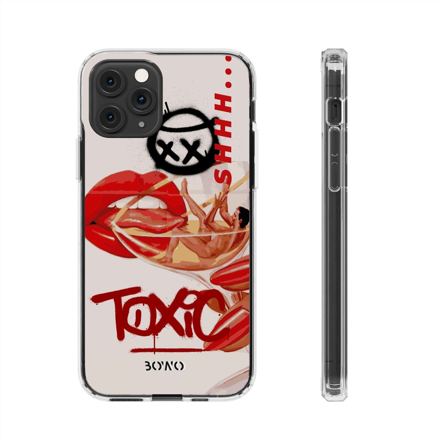 Trendy Clear Phone Case – 'TOXIC' Design for Stylish Protection