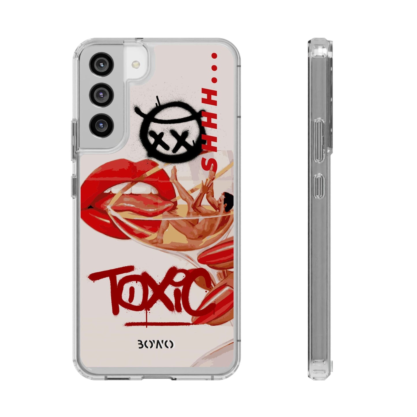 Trendy Clear Phone Case – 'TOXIC' Design for Stylish Protection