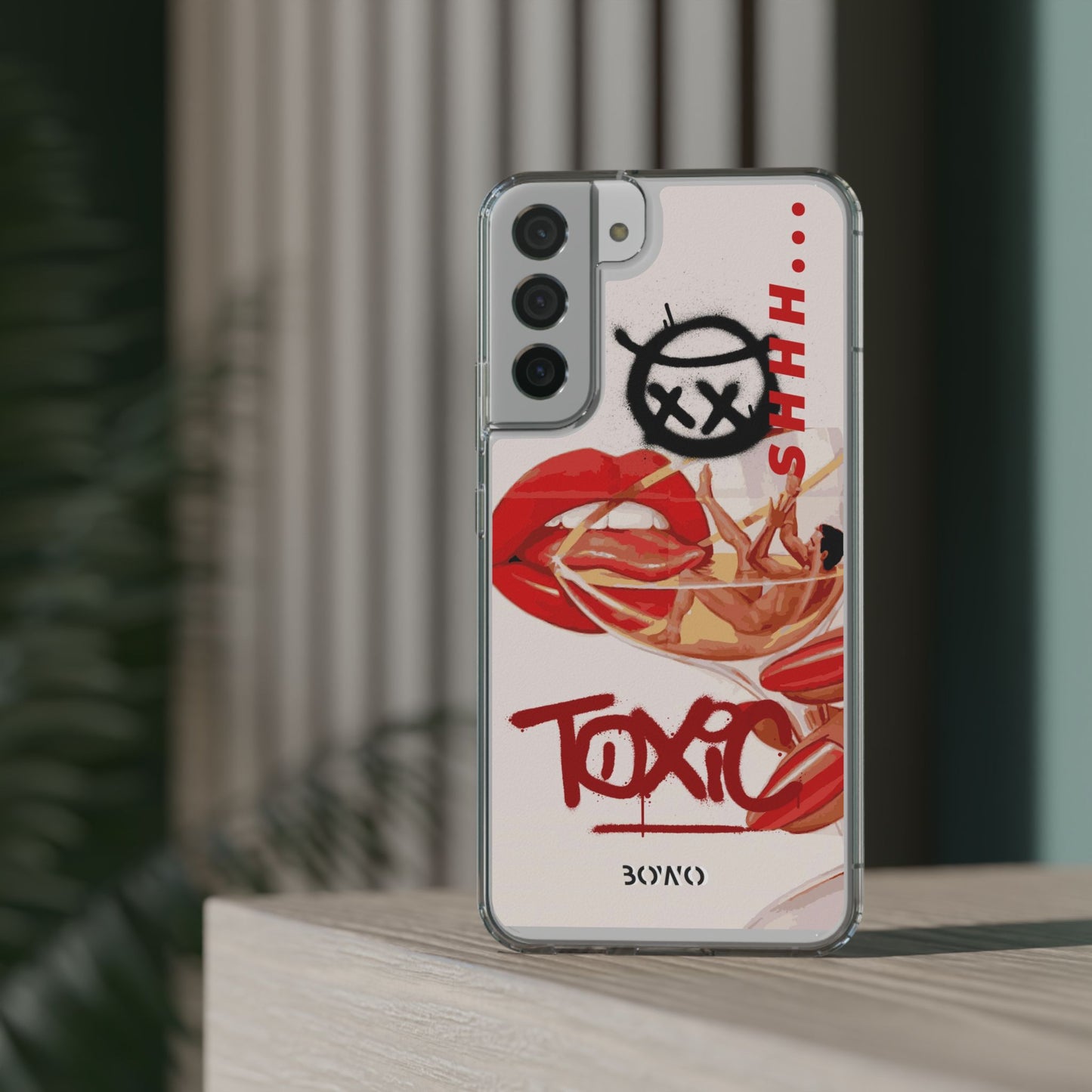 Trendy Clear Phone Case – 'TOXIC' Design for Stylish Protection