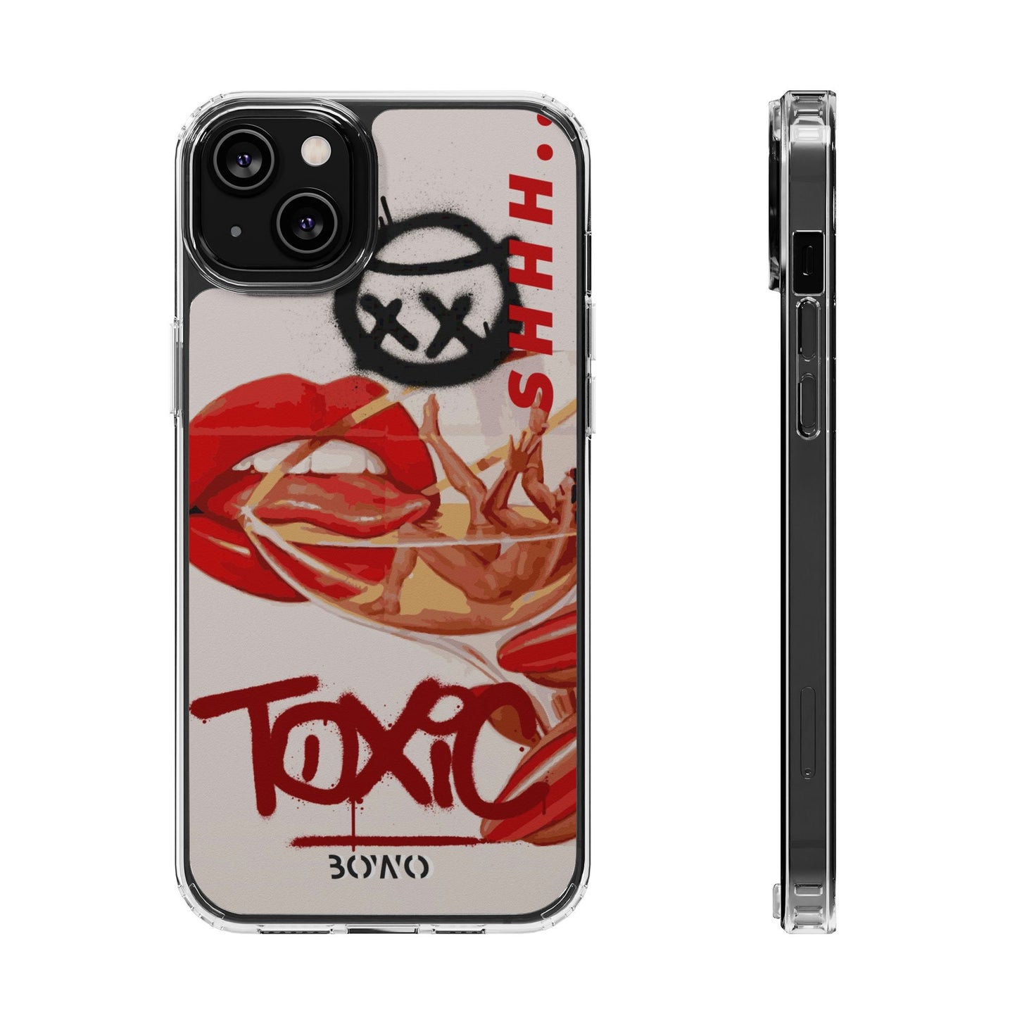 Trendy Clear Phone Case – 'TOXIC' Design for Stylish Protection