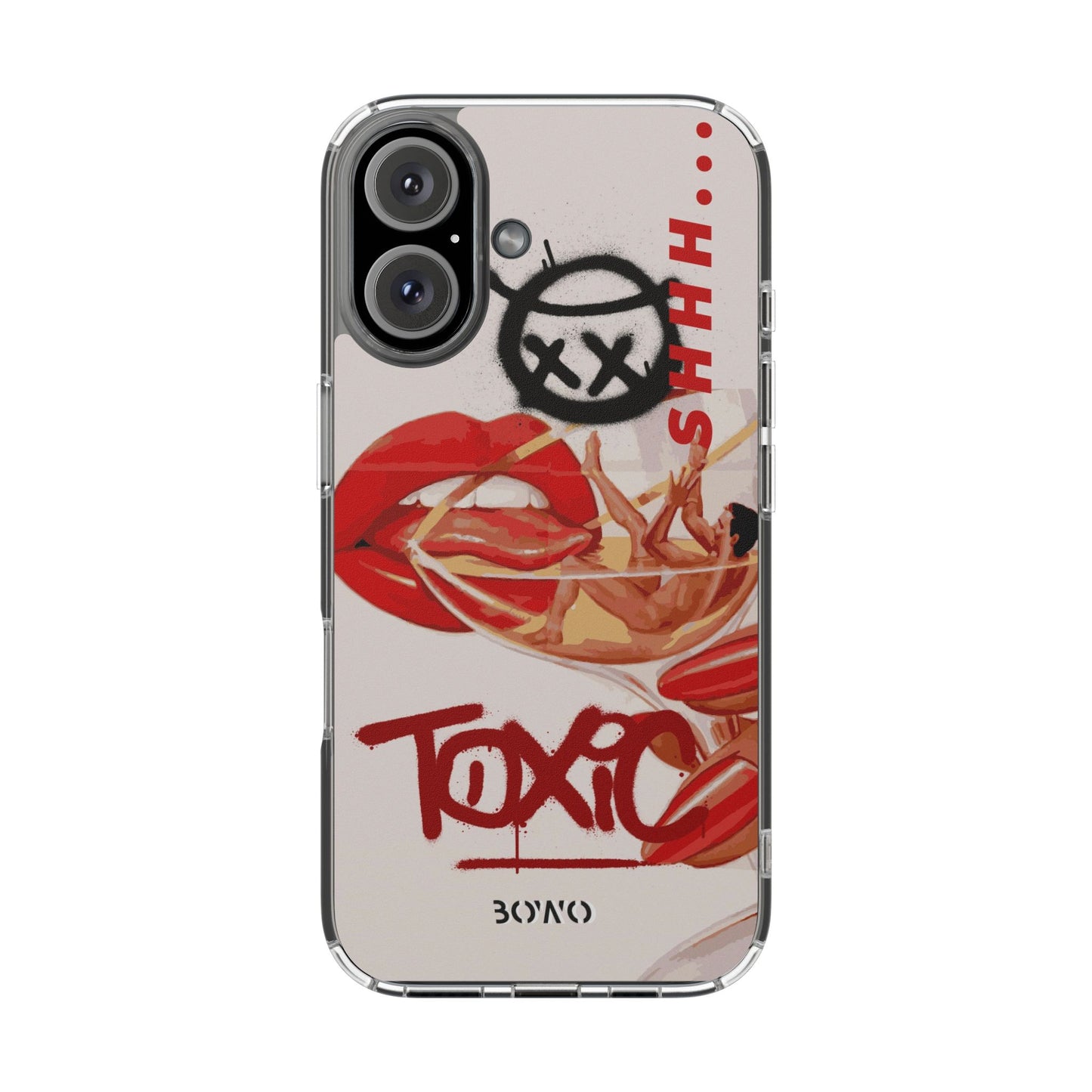 Trendy Clear Phone Case – 'TOXIC' Design for Stylish Protection