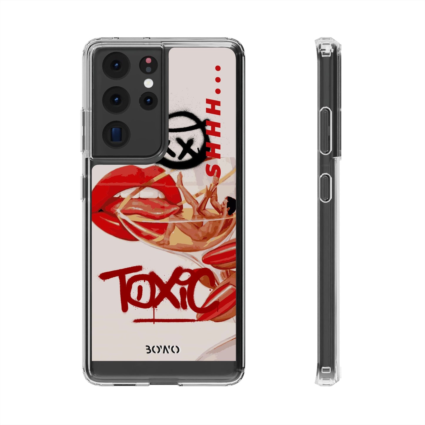 Trendy Clear Phone Case – 'TOXIC' Design for Stylish Protection