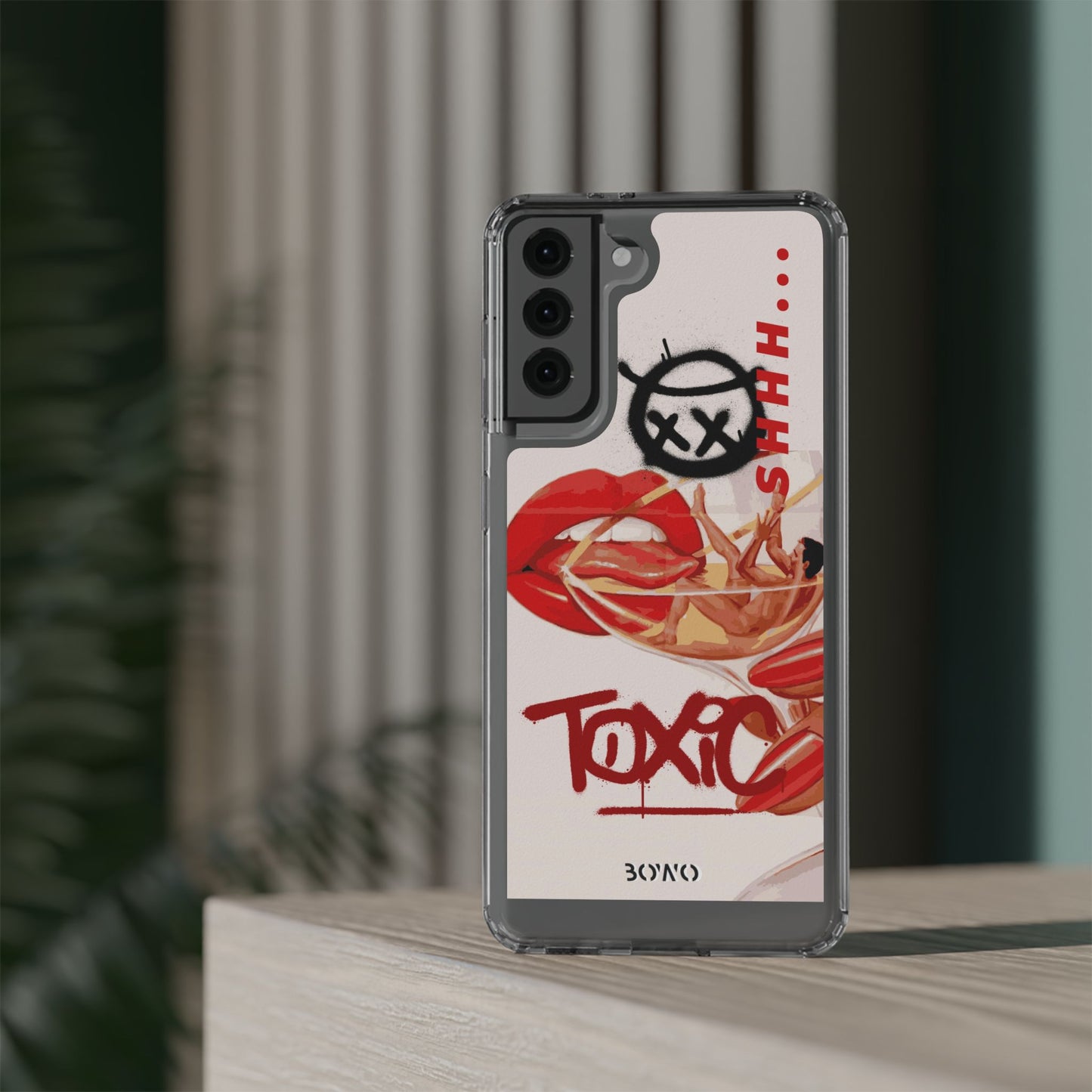 Trendy Clear Phone Case – 'TOXIC' Design for Stylish Protection