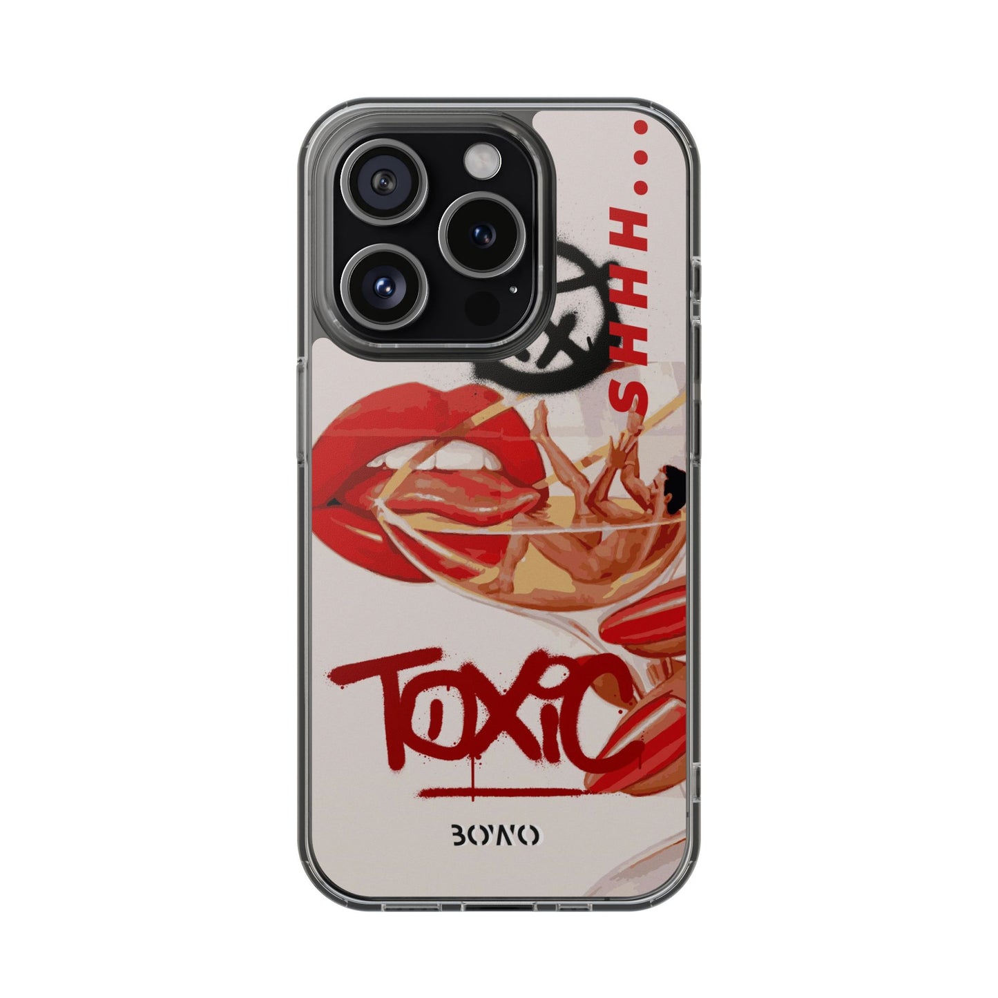 Trendy Clear Phone Case – 'TOXIC' Design for Stylish Protection