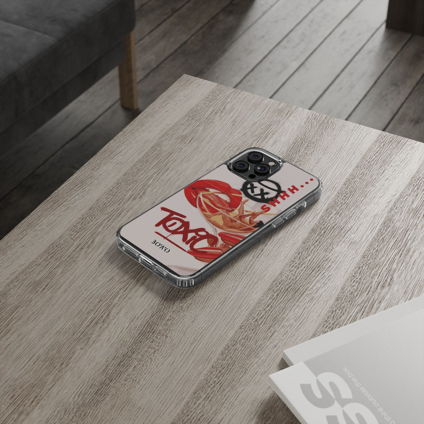 Trendy Clear Phone Case – 'TOXIC' Design for Stylish Protection