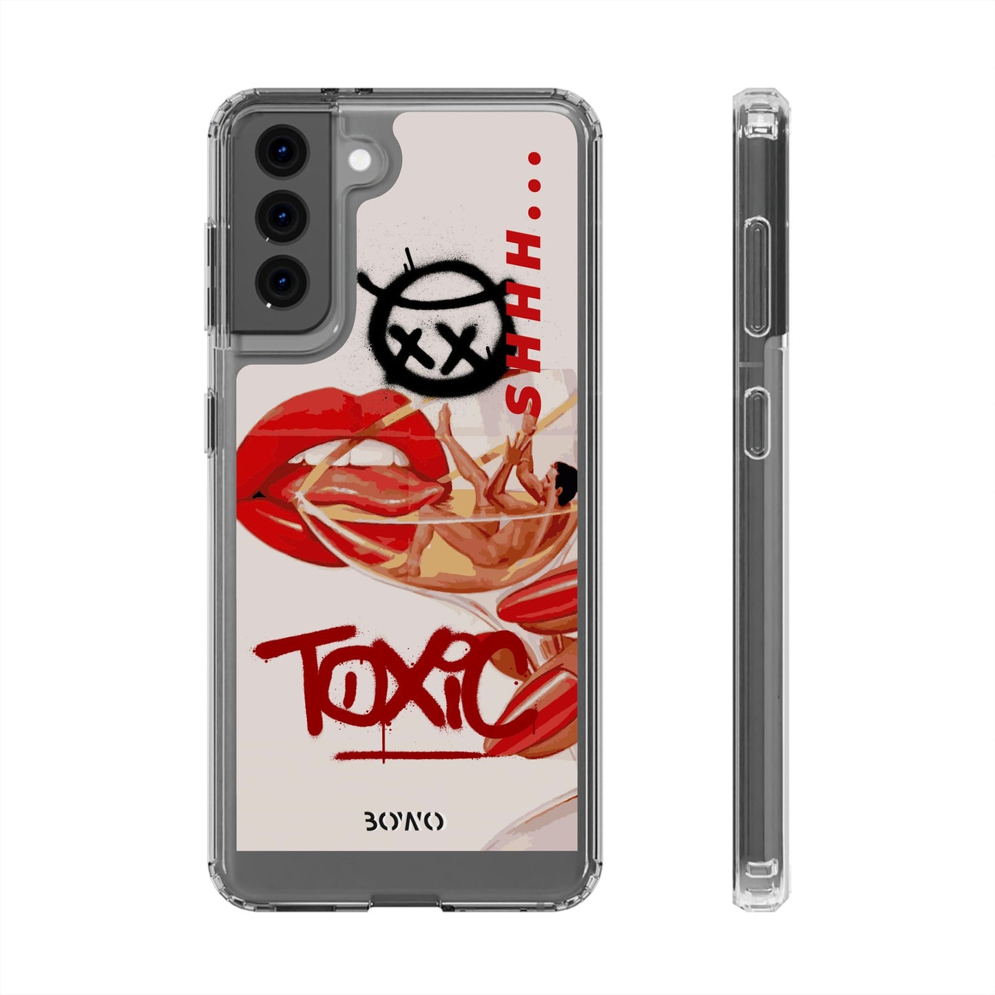 Trendy Clear Phone Case – 'TOXIC' Design for Stylish Protection