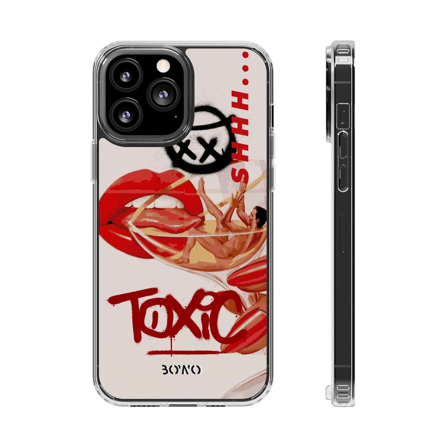 Trendy Clear Phone Case – 'TOXIC' Design for Stylish Protection