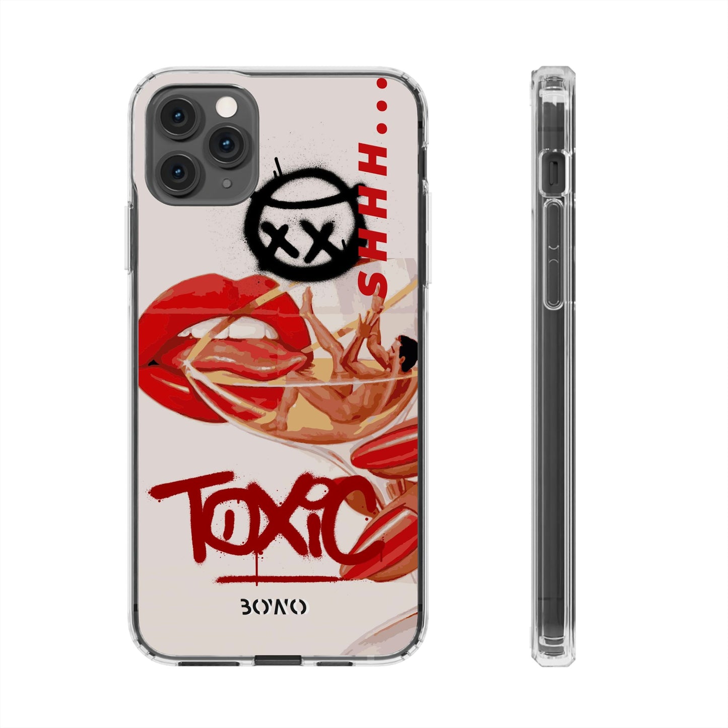 Trendy Clear Phone Case – 'TOXIC' Design for Stylish Protection