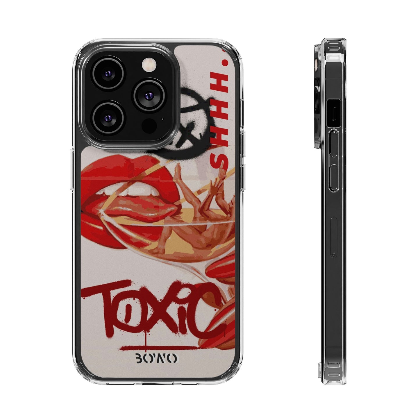 Trendy Clear Phone Case – 'TOXIC' Design for Stylish Protection