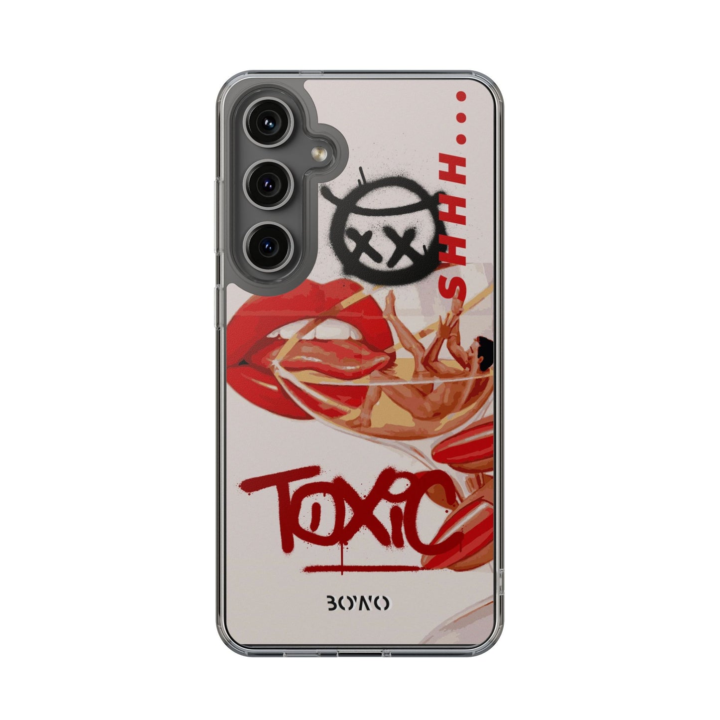 Trendy Clear Phone Case – 'TOXIC' Design for Stylish Protection