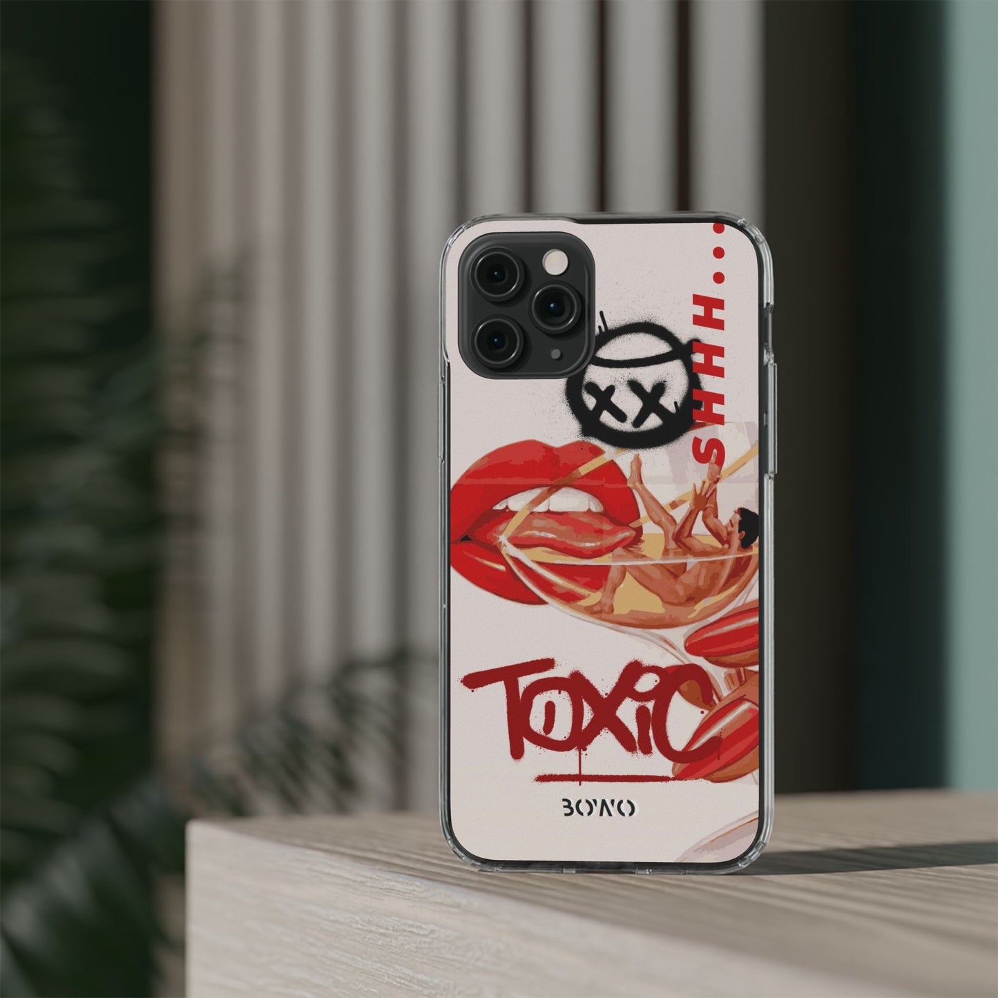 Trendy Clear Phone Case – 'TOXIC' Design for Stylish Protection