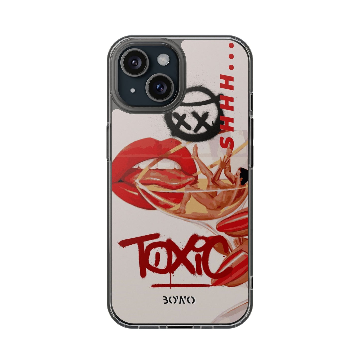 Trendy Clear Phone Case – 'TOXIC' Design for Stylish Protection