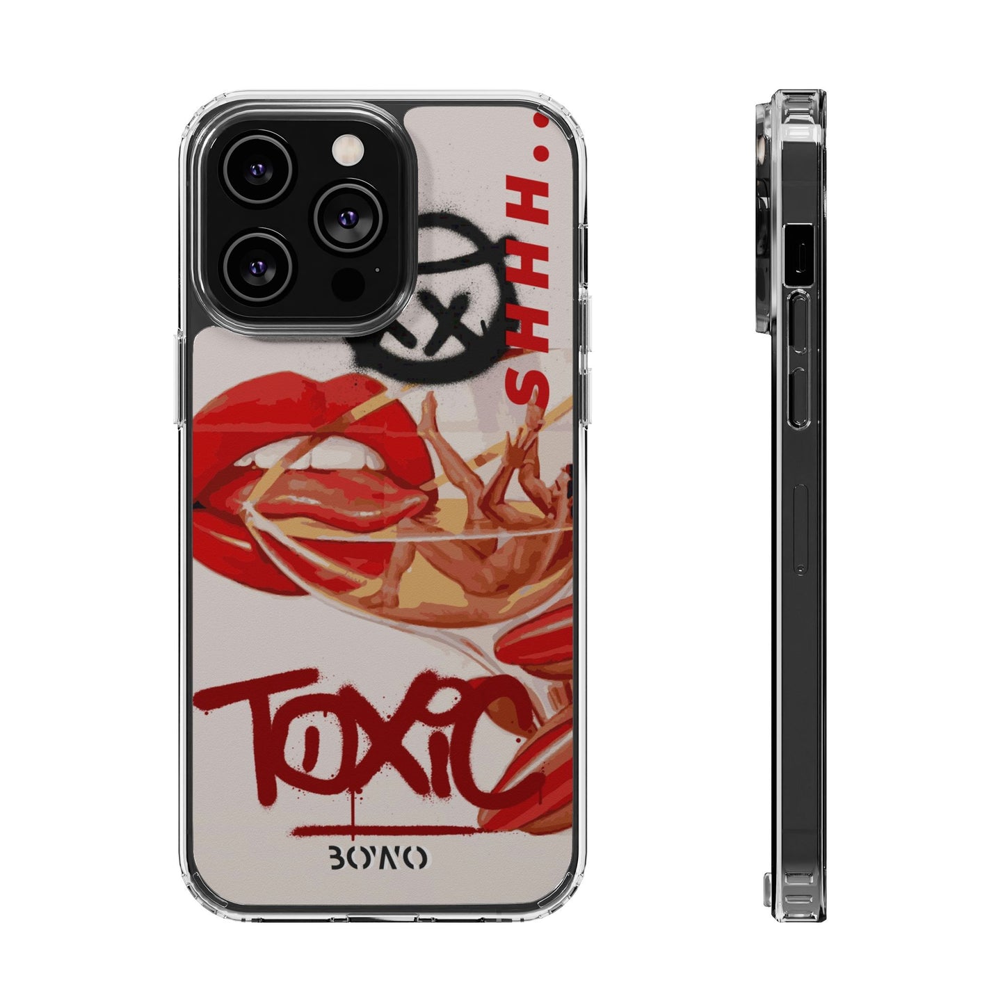 Trendy Clear Phone Case – 'TOXIC' Design for Stylish Protection