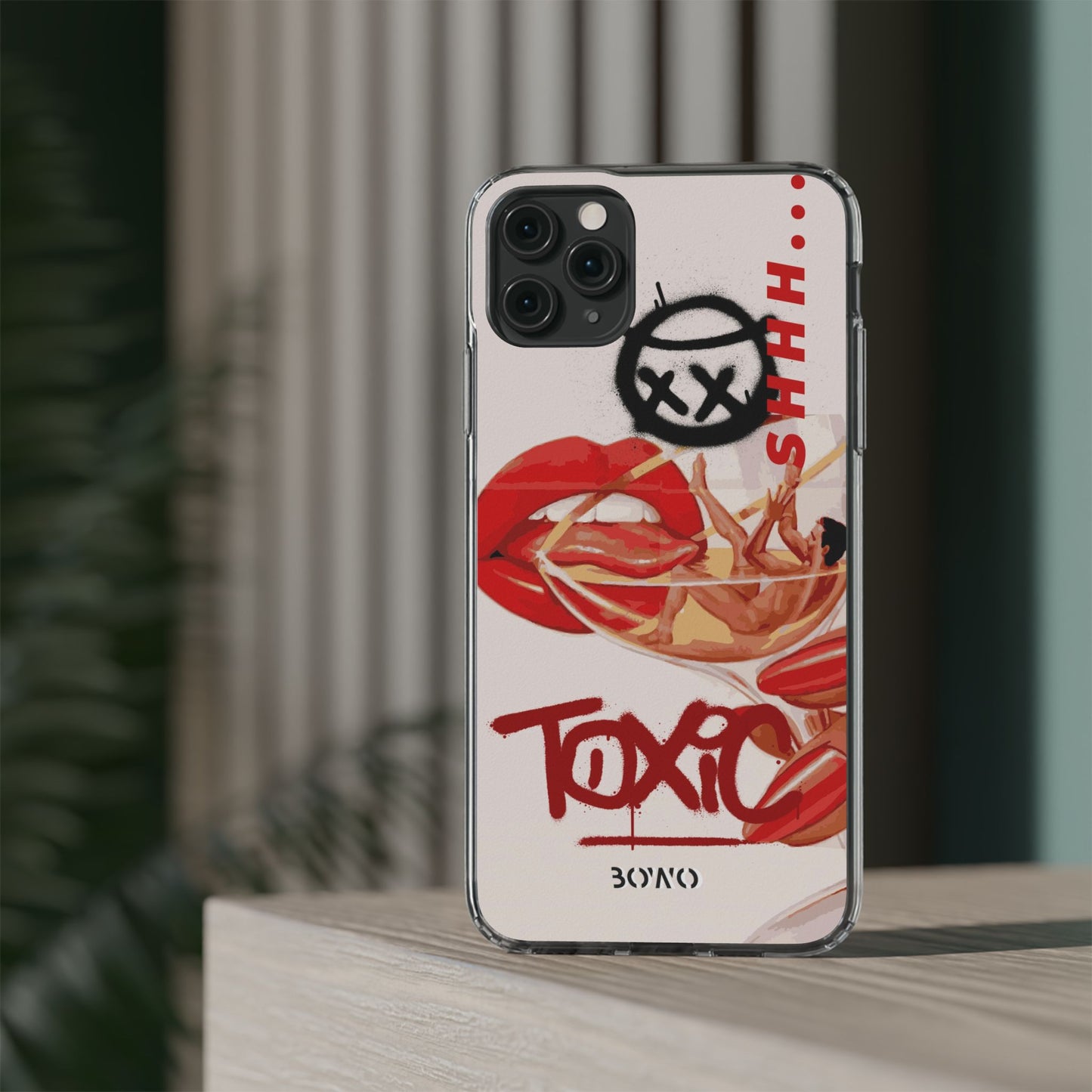 Trendy Clear Phone Case – 'TOXIC' Design for Stylish Protection