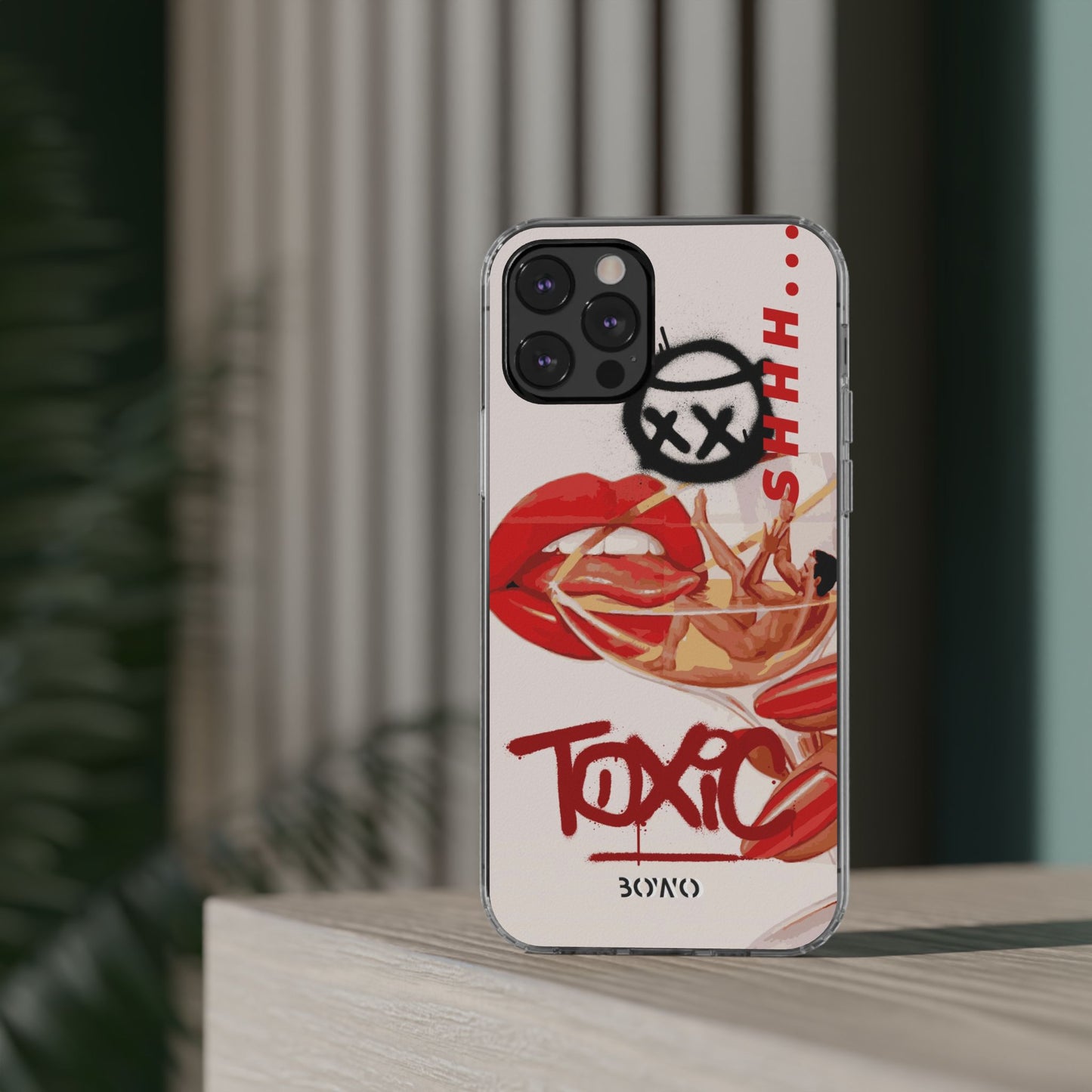 Trendy Clear Phone Case – 'TOXIC' Design for Stylish Protection