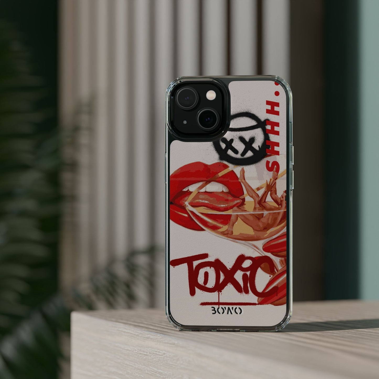 Trendy Clear Phone Case – 'TOXIC' Design for Stylish Protection