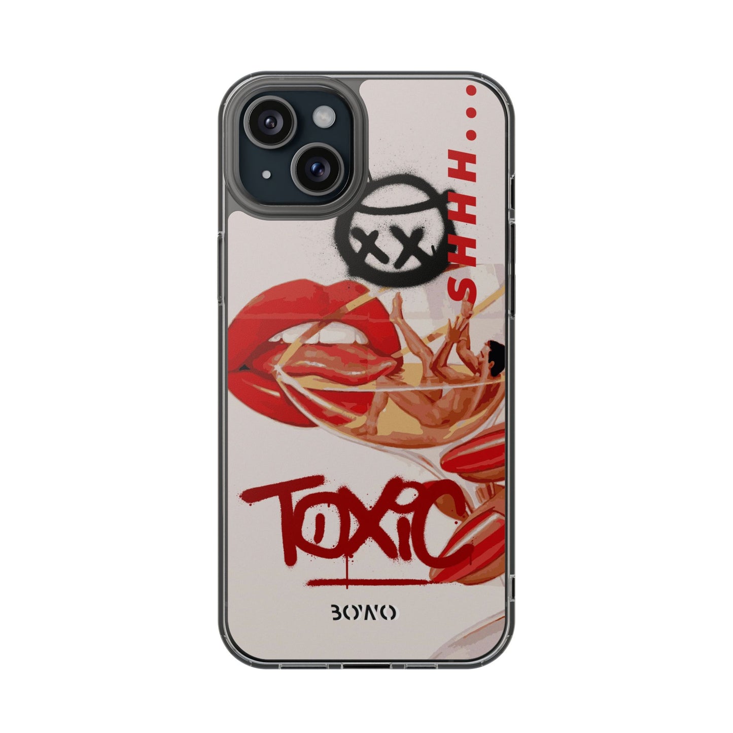 Trendy Clear Phone Case – 'TOXIC' Design for Stylish Protection