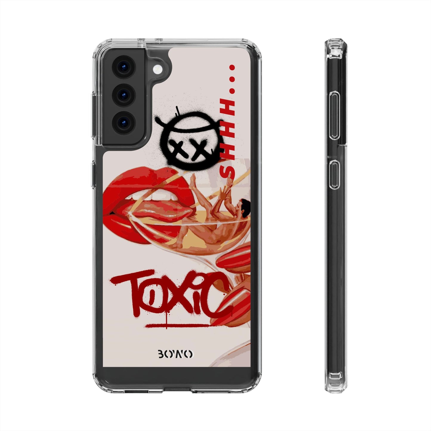 Trendy Clear Phone Case – 'TOXIC' Design for Stylish Protection