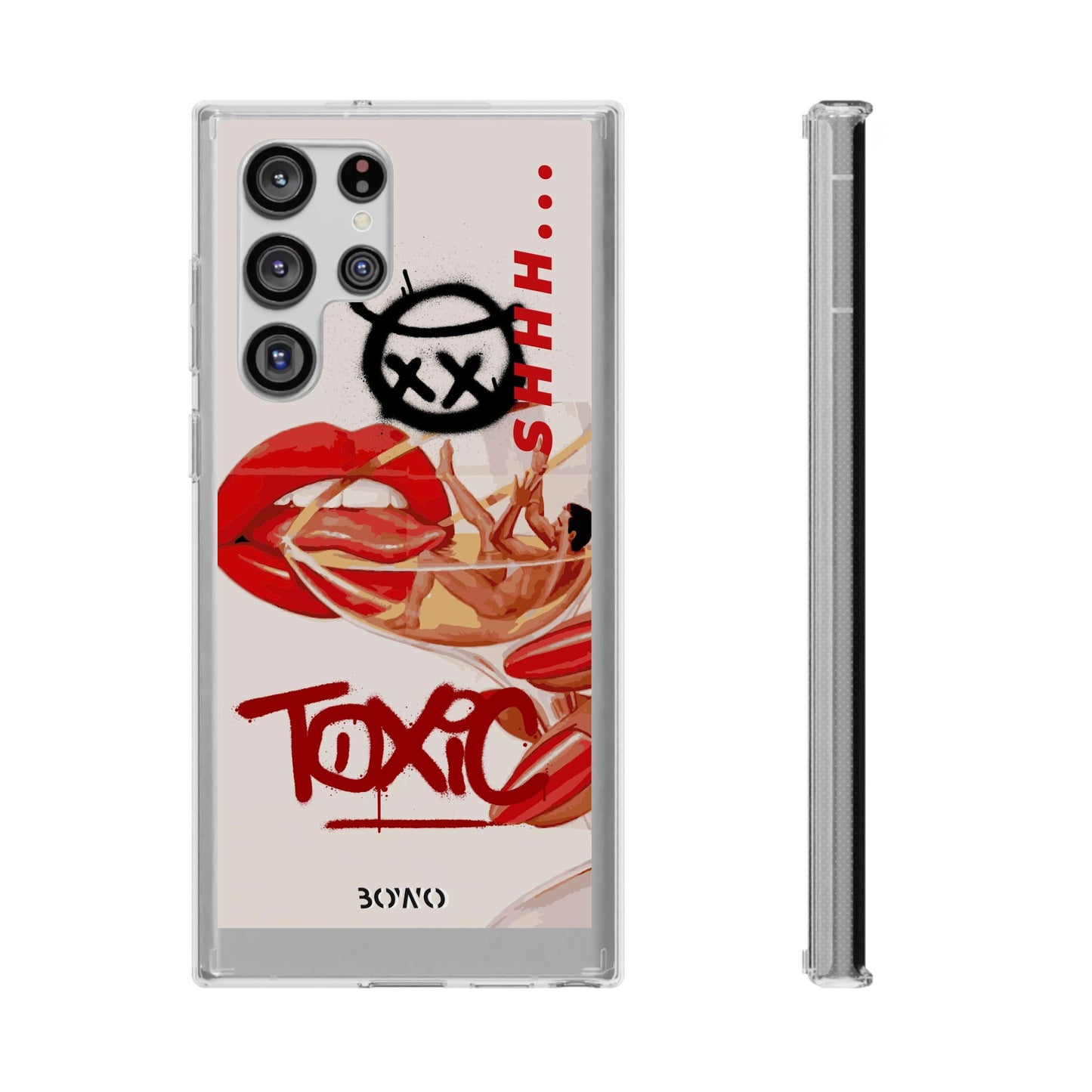 Trendy Clear Phone Case – 'TOXIC' Design for Stylish Protection