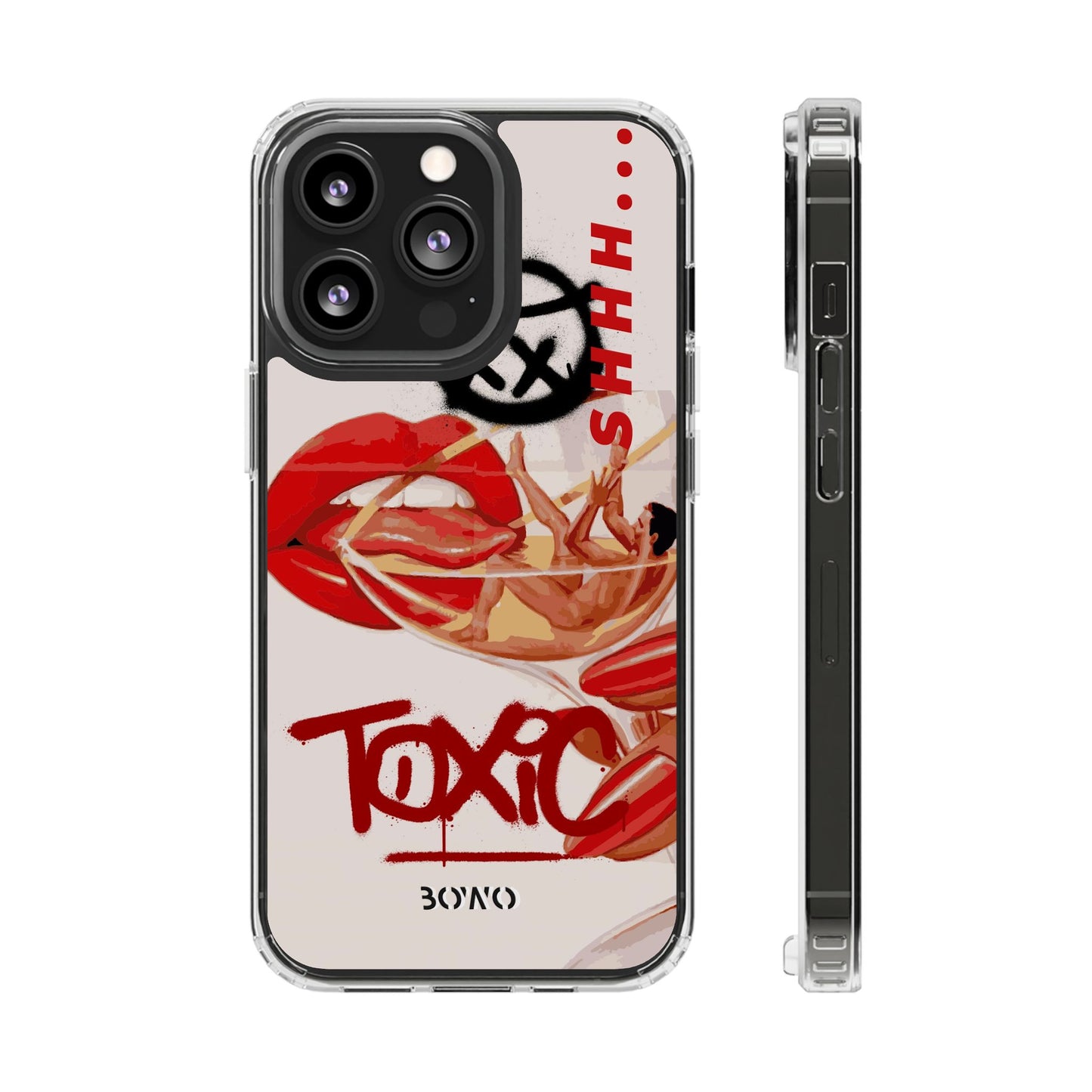 Trendy Clear Phone Case – 'TOXIC' Design for Stylish Protection